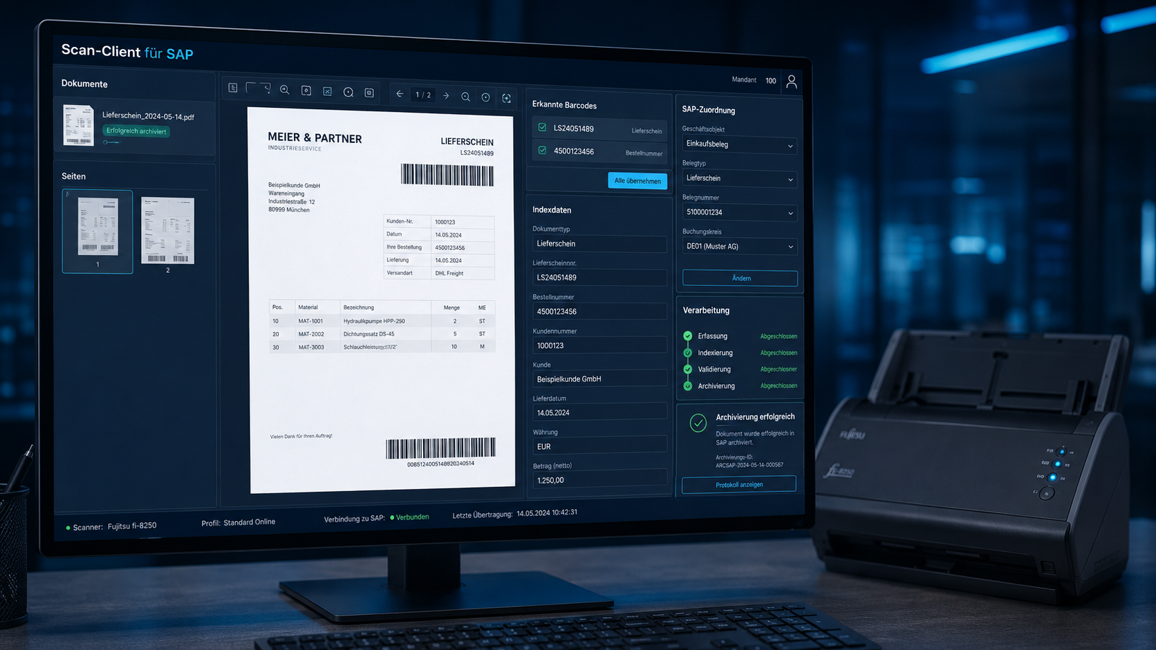 Scan-Client für SAP: Papierbeleg scannen, per Barcode erkennen und einem SAP-Objekt zuordnen